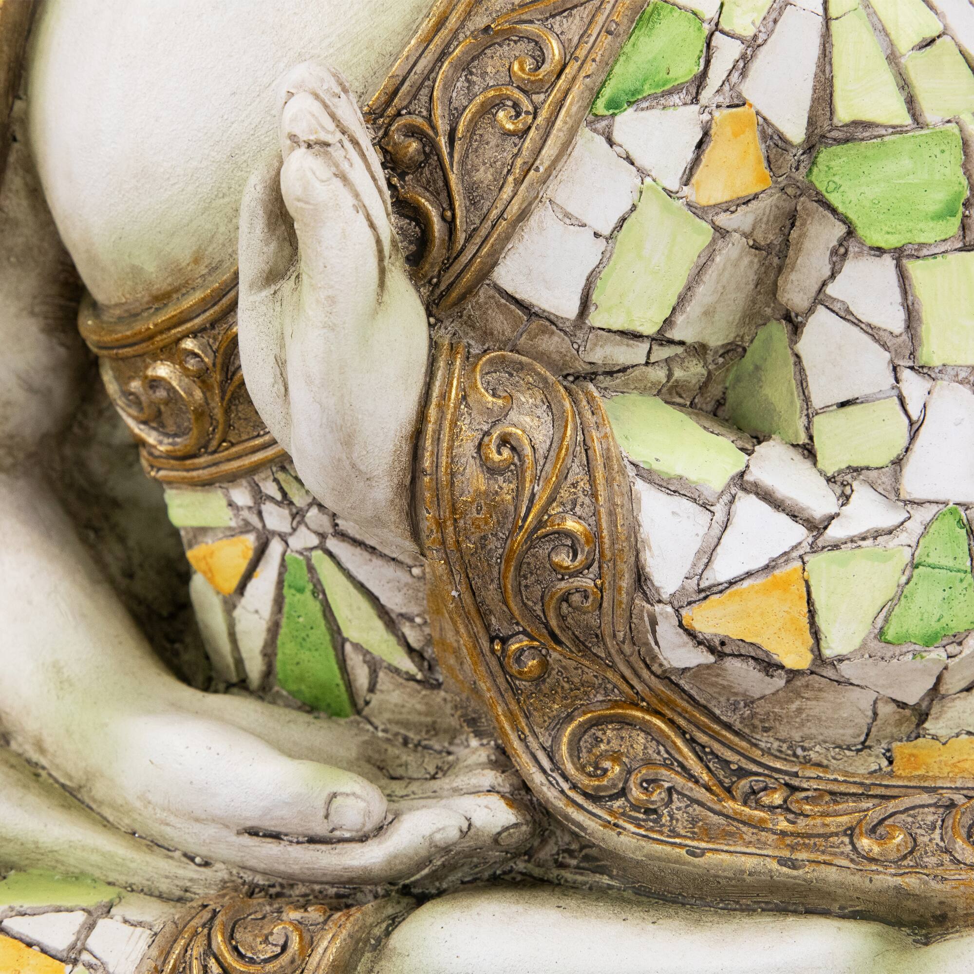 Meditating Mosaic Buddha Outdoor Ceramic Garden Statue - 19.5"
